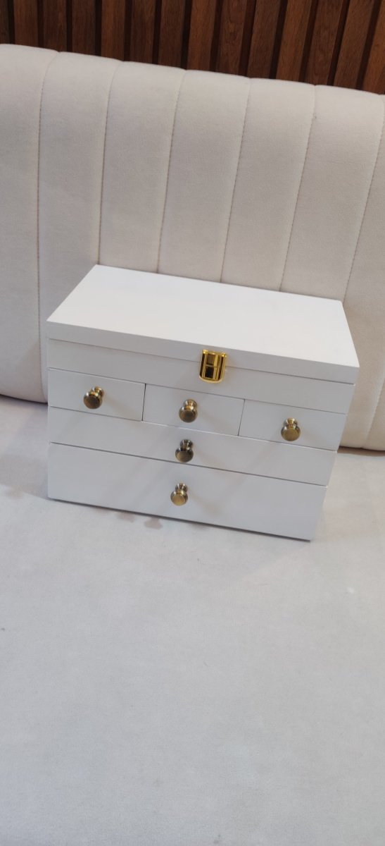 Vintage Wooden Cosmetic/Stationary Closed Organizer Drawers - Black | Verified Sustainable by Brown Living™