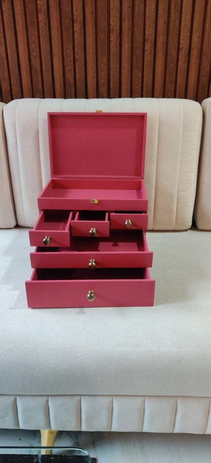Vintage Wooden Cosmetic/Stationary Closed Organizer Drawers - Black | Verified Sustainable by Brown Living™