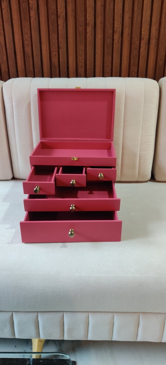 Vintage Wooden Cosmetic/Stationary Closed Organizer Drawers - Black | Verified Sustainable by Brown Living™