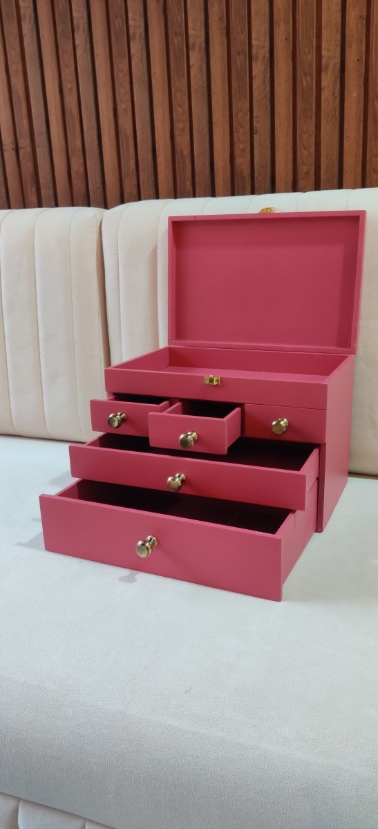 Vintage Wooden Cosmetic/Stationary Closed Organizer Drawers - Black | Verified Sustainable by Brown Living™