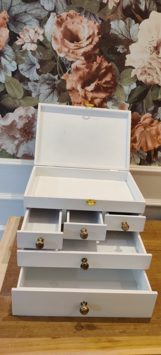 Vintage Wooden Cosmetic/Stationary Closed Organizer Drawers - Black | Verified Sustainable by Brown Living™