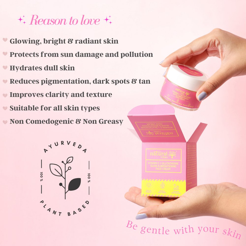 Vitamin C + Glutathione Glow Day & Night Cream 50 g – Face Cream by Natural Vibes available on Brown Living™. . SKU: NV_vita_gluta_cream_50g. Img 2.