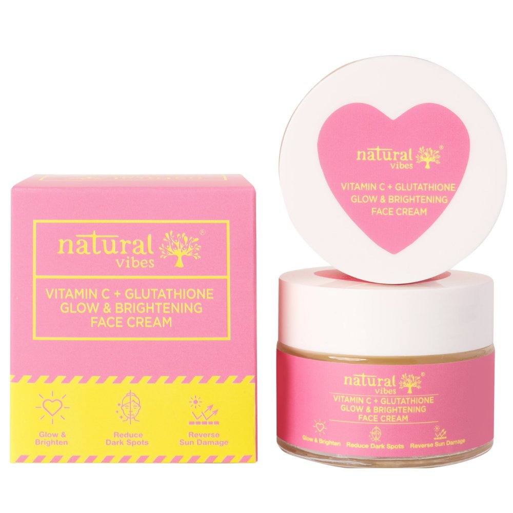 Vitamin C + Glutathione Glow Day & Night Cream 50 g – Face Cream by Natural Vibes available on Brown Living™. . SKU: NV_vita_gluta_cream_50g. Img 1.