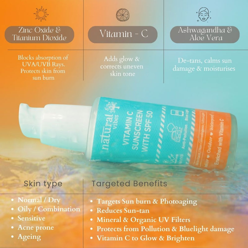 Buy Vitamin C Sunscreen SPF 50 + - UVA/UVB rays, Blue Light & Pollution Protection 50 ml | Shop Verified Sustainable Sunscreen Lotion on Brown Living™