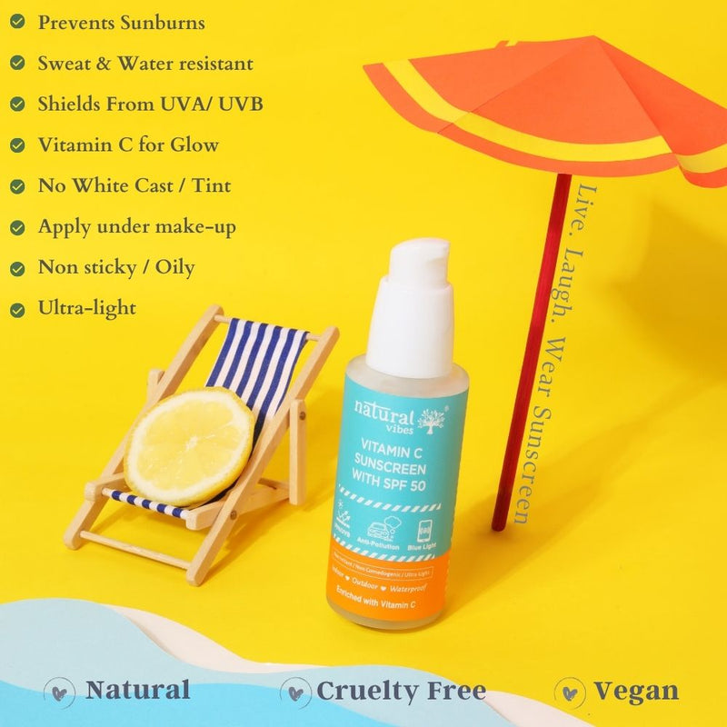 Buy Vitamin C Sunscreen SPF 50 + - UVA/UVB rays, Blue Light & Pollution Protection 50 ml | Shop Verified Sustainable Sunscreen Lotion on Brown Living™