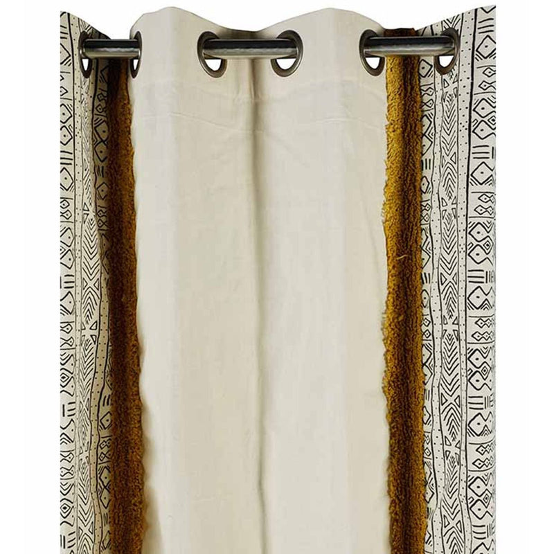 Buy Vivacious Lines Tufted Cotton Curtain | Shop Verified Sustainable Products on Brown Living