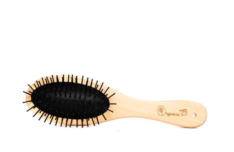 Volumonising & Anti - frizz Eco - strong Teak Paddle hairbrush | Oval, Small | Verified Sustainable by Brown Living™