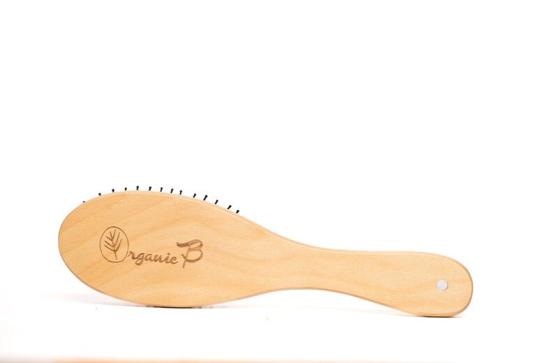 Volumonising & Anti - frizz Eco - strong Teak Paddle hairbrush | Oval, Small | Verified Sustainable by Brown Living™