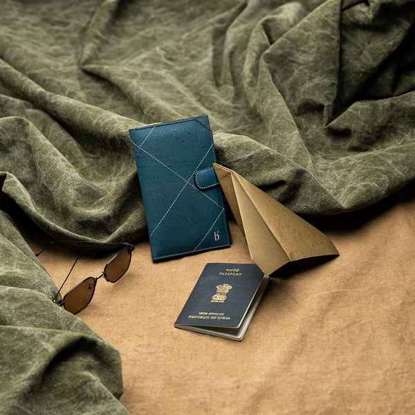 Buy Voyager Cork Travels Wallet - Teal | Shop Verified Sustainable Travel Accessories on Brown Living™
