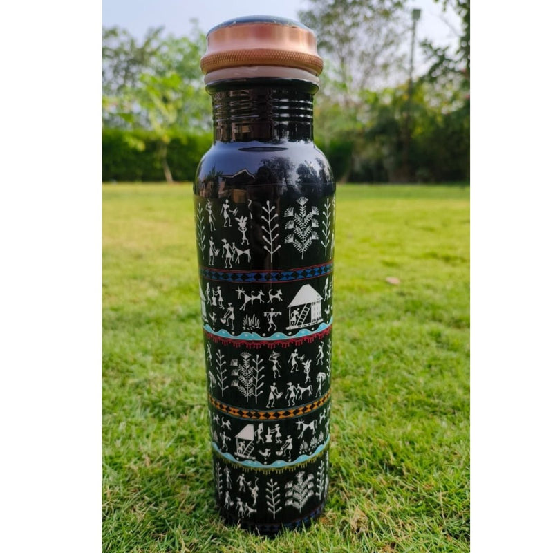 Buy Warli Print Copper Bottle - 950 ml | Shop Verified Sustainable Bottles & Sippers on Brown Living™