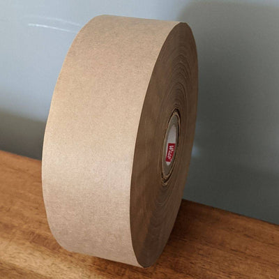 100% Recycled Water Activated Plain Paper Tape - 48mm x 183 metres - Made with Kraft Paper & Plant Based Adhesive – Packing Tape on Brown Living™. SKU: BLPT - 801. Img 1.