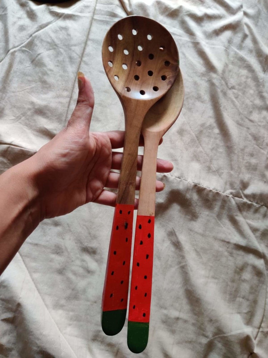 Watermelon Wooden Cooking Spoon - Set Of 2 | Verified Sustainable by Brown Living™