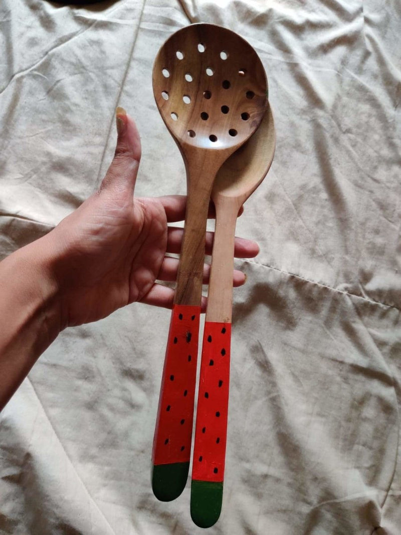 Buy Watermelon Wooden Cooking Spoon- Set Of 2 | Shop Verified Sustainable Kitchen Tools on Brown Living™