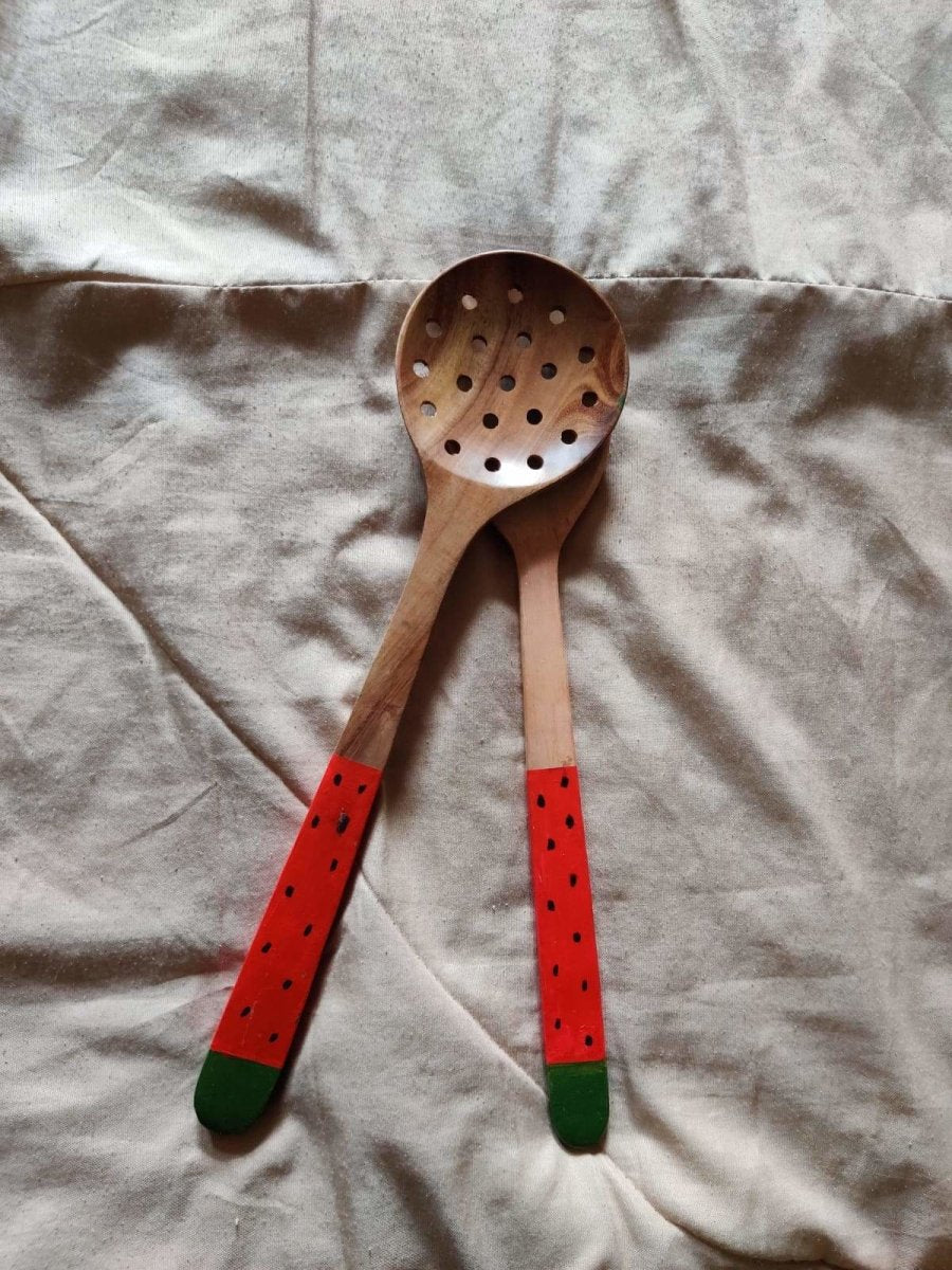 Watermelon Wooden Cooking Spoon - Set Of 2 | Verified Sustainable by Brown Living™