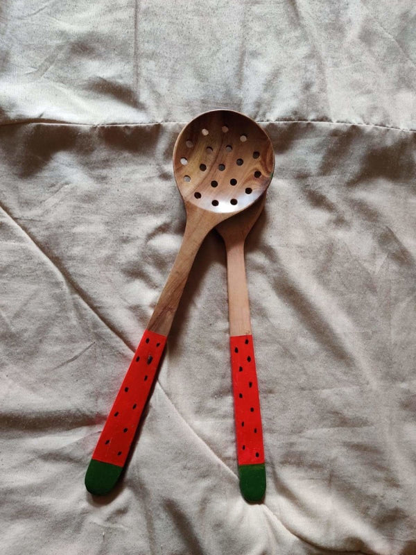 Buy Watermelon Wooden Cooking Spoon- Set Of 2 | Shop Verified Sustainable Kitchen Tools on Brown Living™