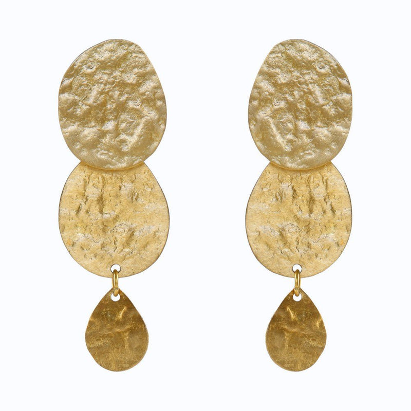 Wave Pattern Handcrafted Brass Textured Earrings | Verified Sustainable by Brown Living™