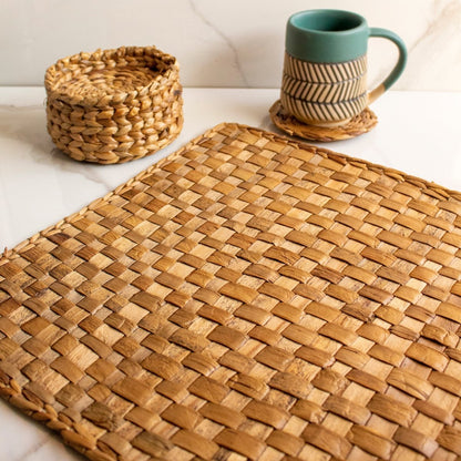 Weaver Water Hyacinth Mat ( Set Of 6) | Verified Sustainable by Brown Living™