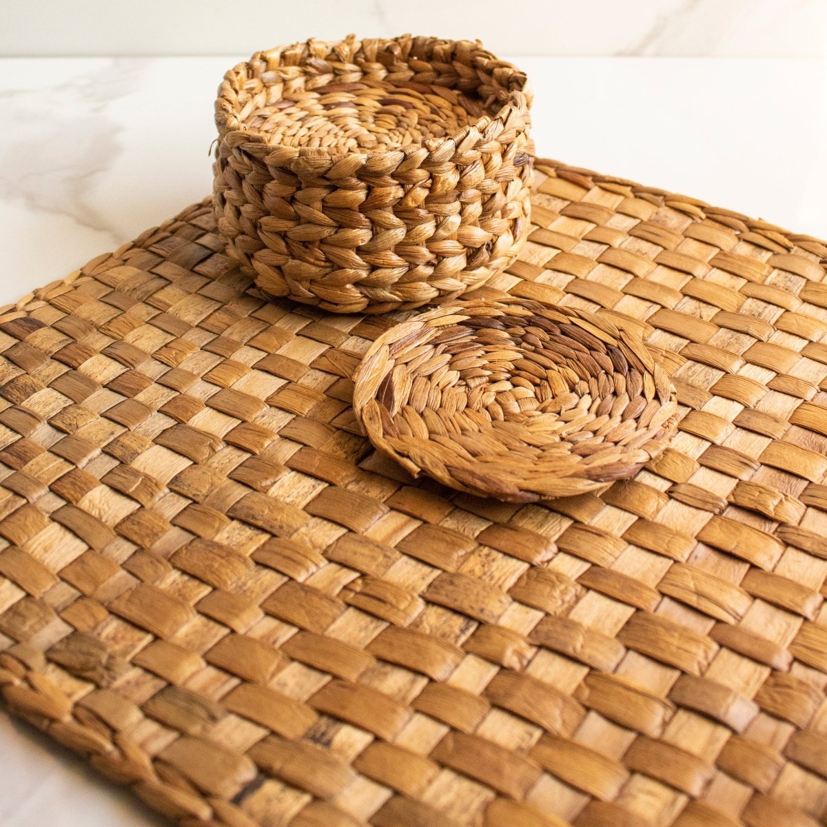 Weaver Water Hyacinth Mat ( Set Of 6) | Verified Sustainable by Brown Living™