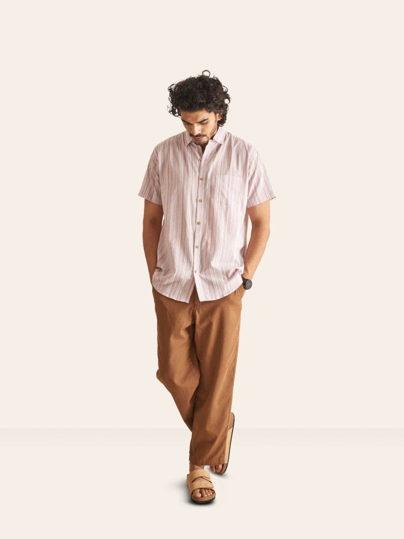 Buy White and Plum Line Cotton Shirt | Shop Verified Sustainable Mens Shirt on Brown Living™