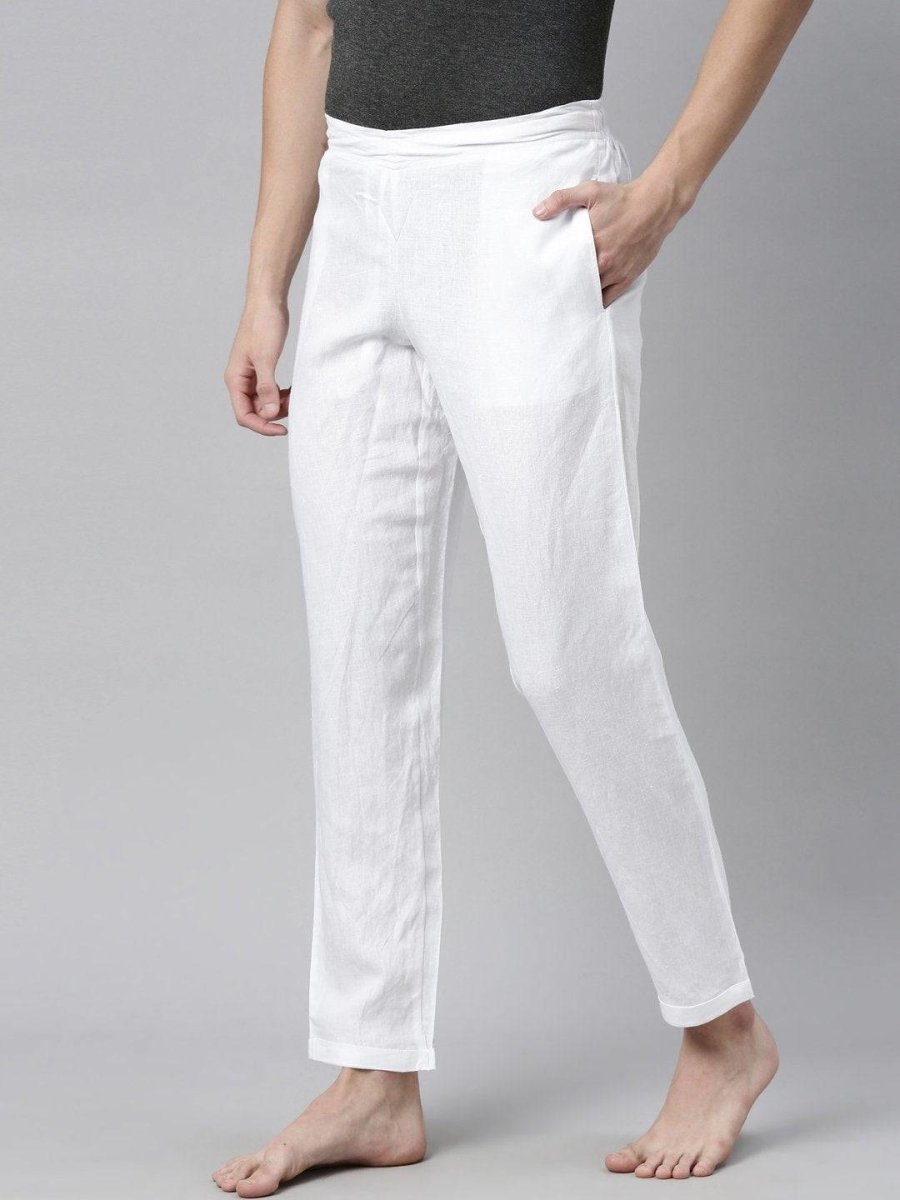 Mens simple fashion solid color leisure cotton hemp trousers  Fruugo IN