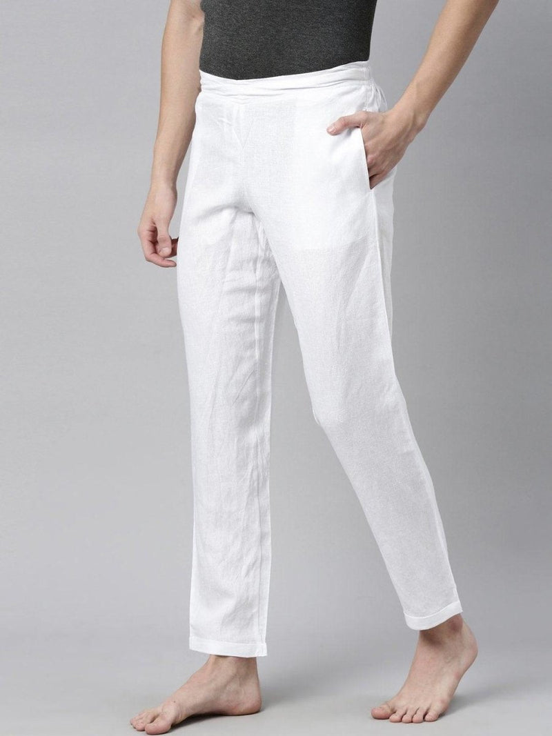 Buy White Colour Solid Hemp Lounge Pants for Men | Shop Verified Sustainable Products on Brown Living
