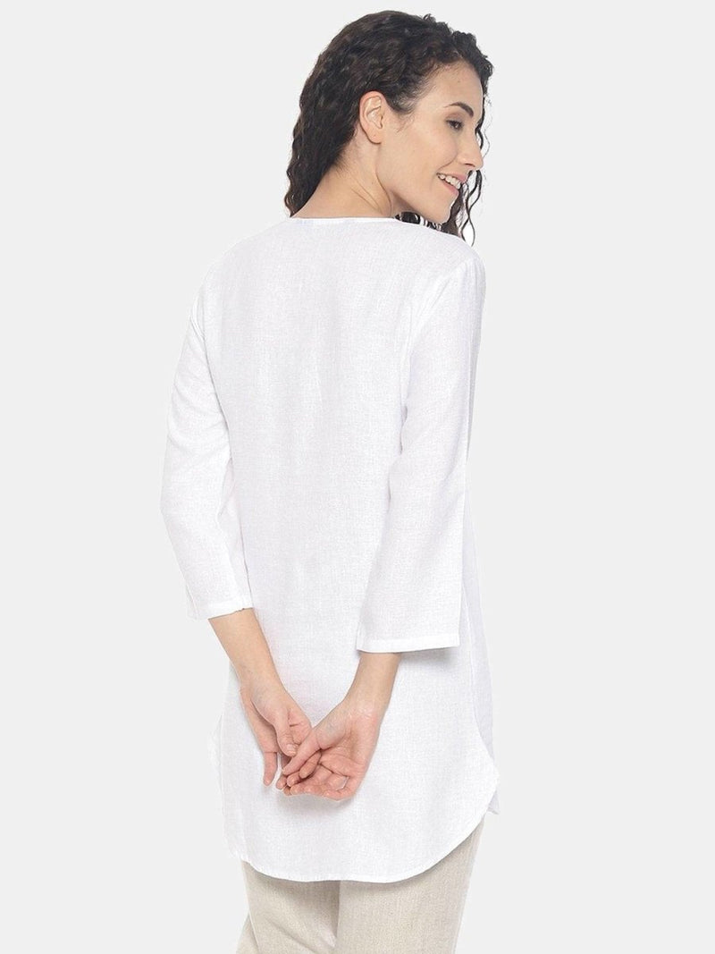 Buy White Colour Solid High Low Lounge Wear Top For Women | Shop Verified Sustainable Products on Brown Living