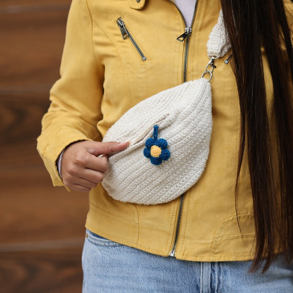 White Crochet Fanny Pack Bag | Verified Sustainable Bags on Brown Living™