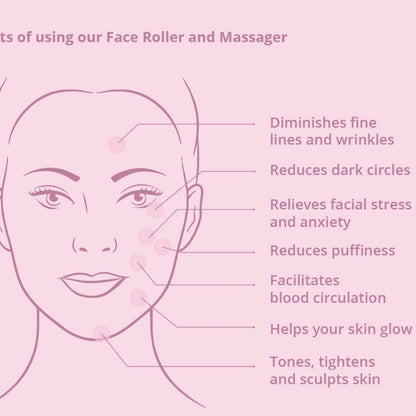 White Crystal Quartz Roller & Massager for Face, Neck and Under eye with FREE Gold Oil – Massager by Natural Vibes available on Brown Living™. . SKU: 063 - 05468 - NV_White_Roller_oil. Img 6.