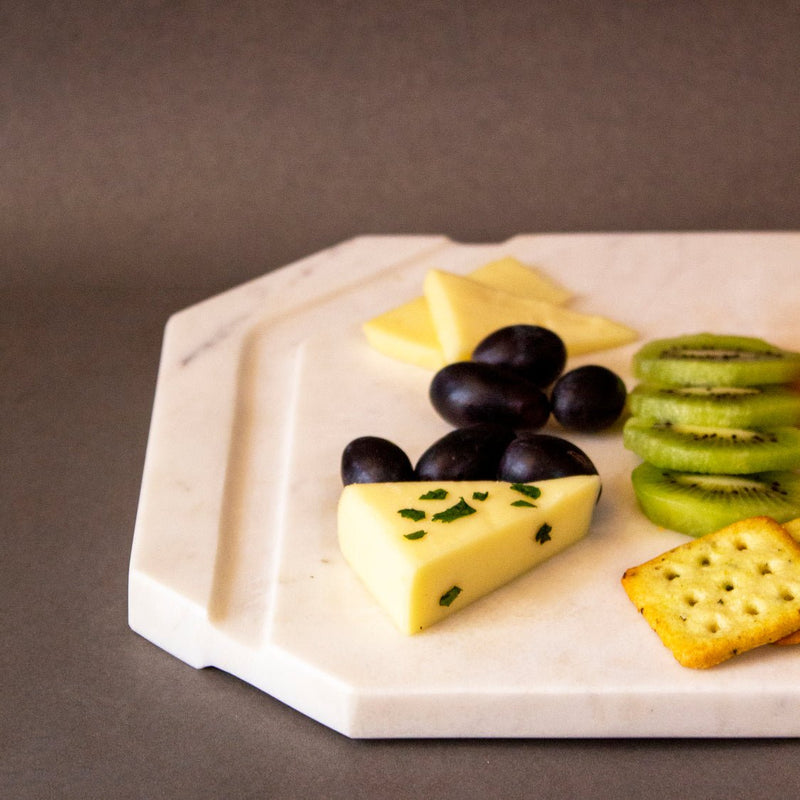 White Furrow Marble Cheese Platter | Verified Sustainable Trays & Platters on Brown Living™