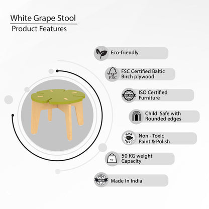 White Grape | Wooden Stool | Verified Sustainable by Brown Living™