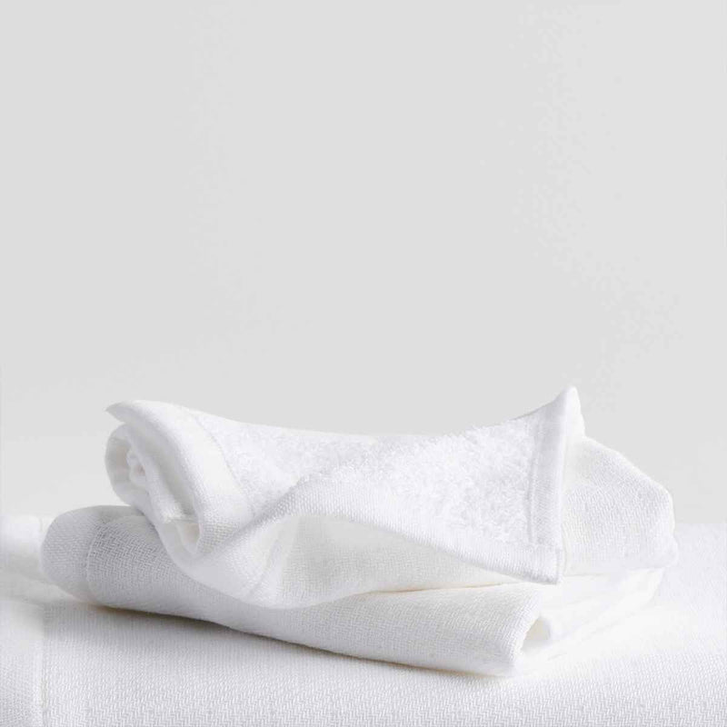 White Hammam Terry Face Towel | Verified Sustainable Bath Linens on Brown Living™