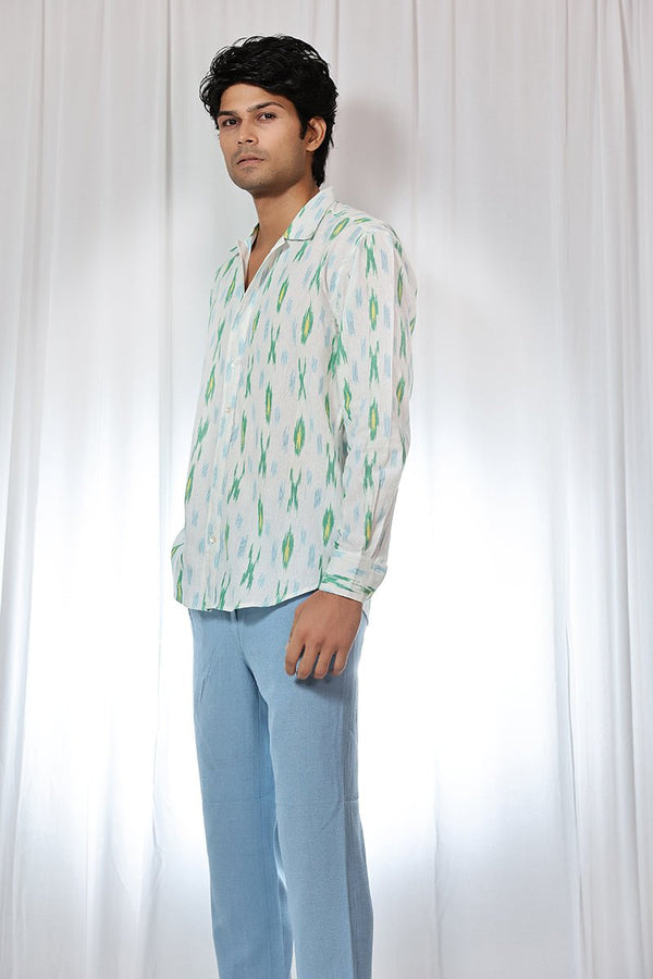 Buy White Handloom Ikat Shirt | Shop Verified Sustainable Mens Shirt on Brown Living™