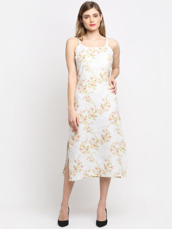 Buy White Hemp Print Slip Maxi Dress | Shop Verified Sustainable Womens Dress on Brown Living™