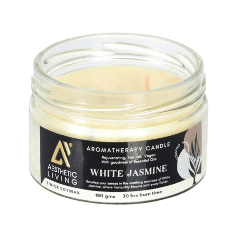 Buy White Jasmine 3 Wick Soy Wax Candle I 30 hr burn, 180 gms | Shop Verified Sustainable Candles & Fragrances on Brown Living™
