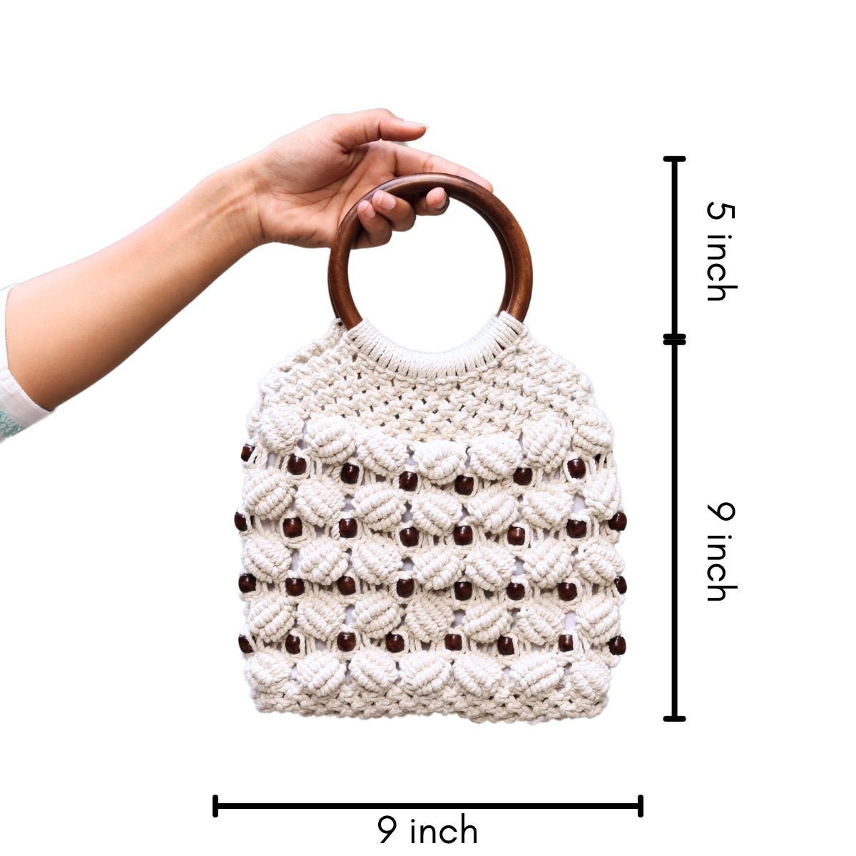 White Magic Ring Handmade Macrame Bag | Verified Sustainable by Brown Living™