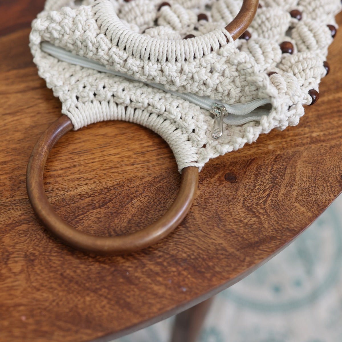 White Magic Ring Handmade Macrame Bag | Verified Sustainable by Brown Living™