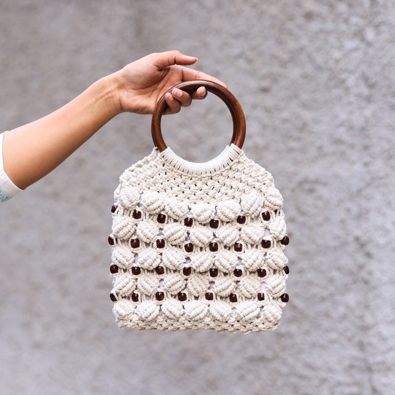 White Magic Ring Handmade Macrame Bag | Verified Sustainable Bags on Brown Living™