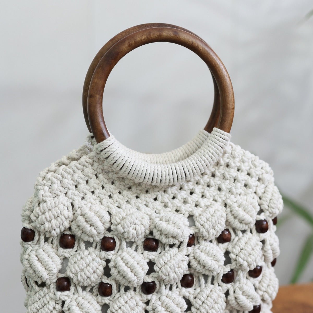 White Magic Ring Handmade Macrame Bag | Verified Sustainable by Brown Living™