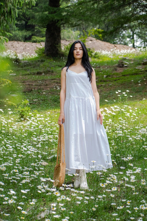 Buy White organic cotton summer strap dress | Shop Verified Sustainable Products on Brown Living