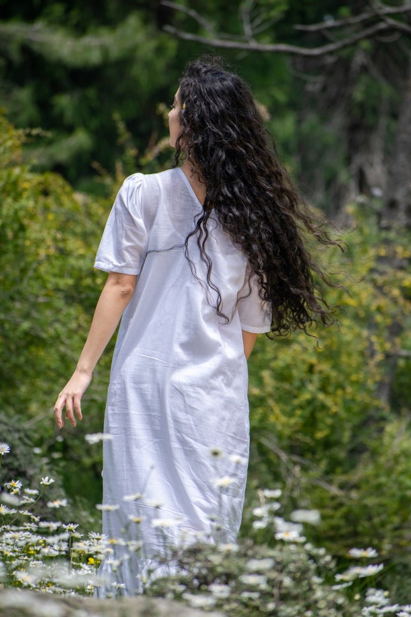Buy White organic cotton wrap dress | Shop Verified Sustainable Womens Dress on Brown Living™