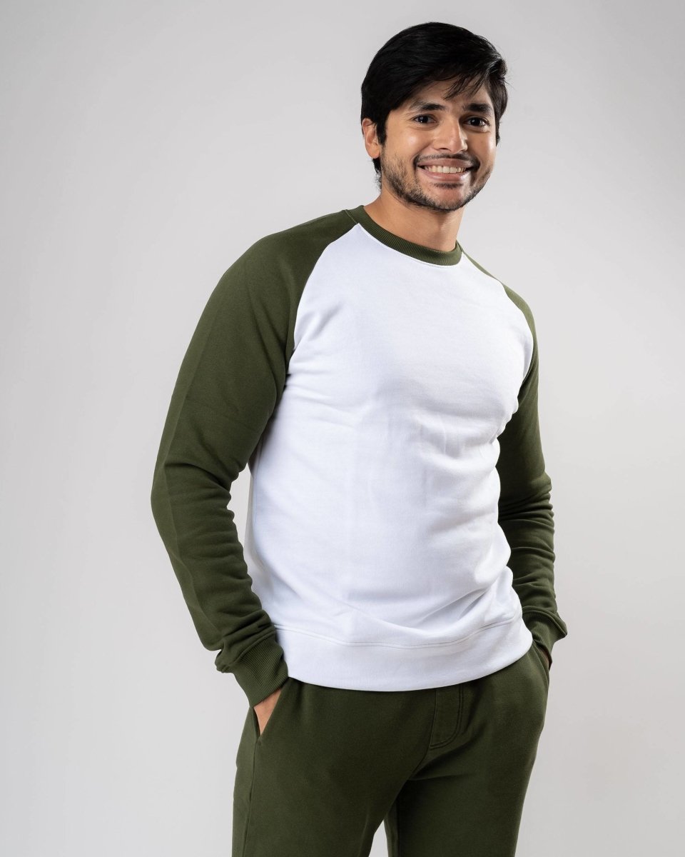 White Raglan Cotton Sweatshirt | Verified Sustainable by Brown Living™