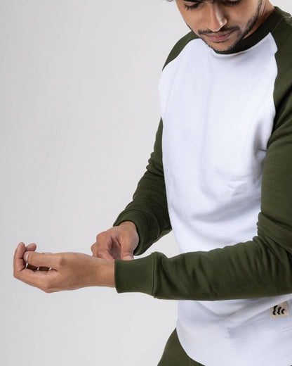 White Raglan Cotton Sweatshirt | Verified Sustainable by Brown Living™