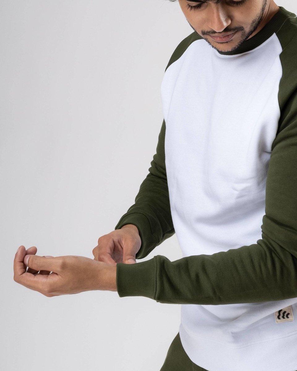 White Raglan Cotton Sweatshirt | Verified Sustainable by Brown Living™