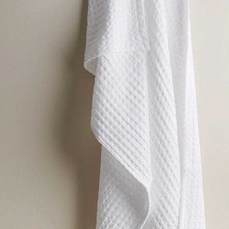 White Textured Waffle Hand Towel | Verified Sustainable Bath Linens on Brown Living™