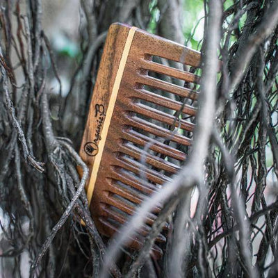 Wide Teeth Rosewood / Sheesham Comb for Shampoo and Detangling – Hair Comb on Brown Living™. SKU: 192 - 06577 - wide - teeth - rosewood - sheesham - comb. Img 2.