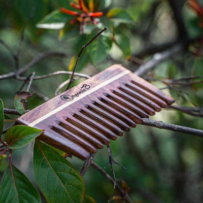 Wide Teeth Rosewood / Sheesham Comb for Shampoo and Detangling – Hair Comb on Brown Living™. SKU: 192 - 06577 - wide - teeth - rosewood - sheesham - comb. Img 3.