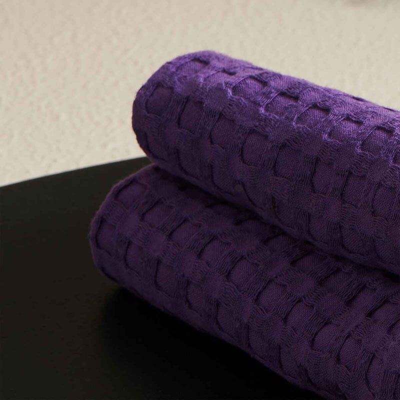 Wild Orchid Textured Waffle Face Towel | Verified Sustainable Bath Linens on Brown Living™