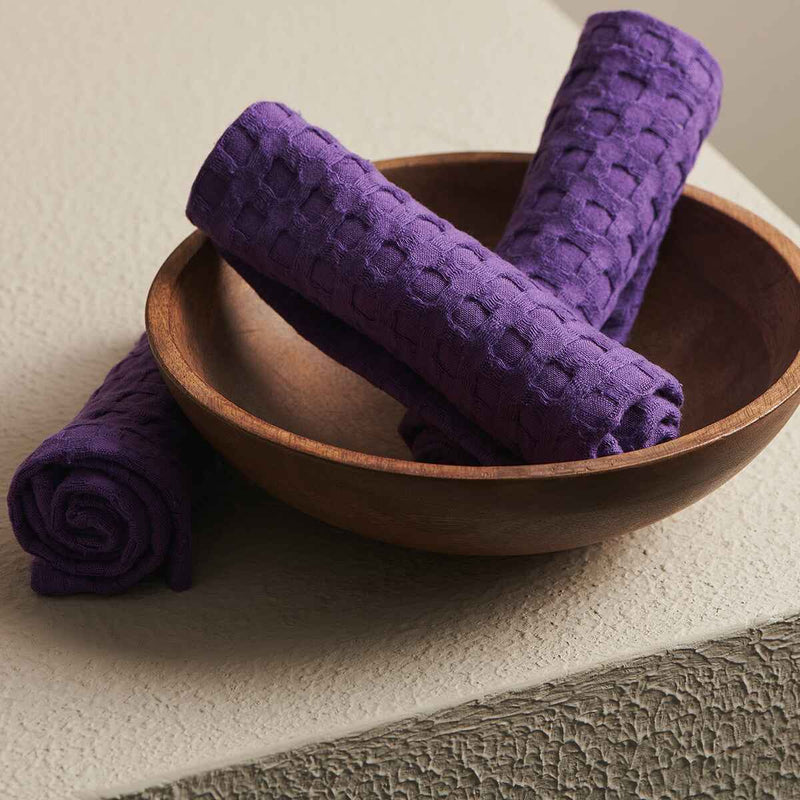 Wild Orchid Textured Waffle Face Towel | Verified Sustainable Bath Linens on Brown Living™