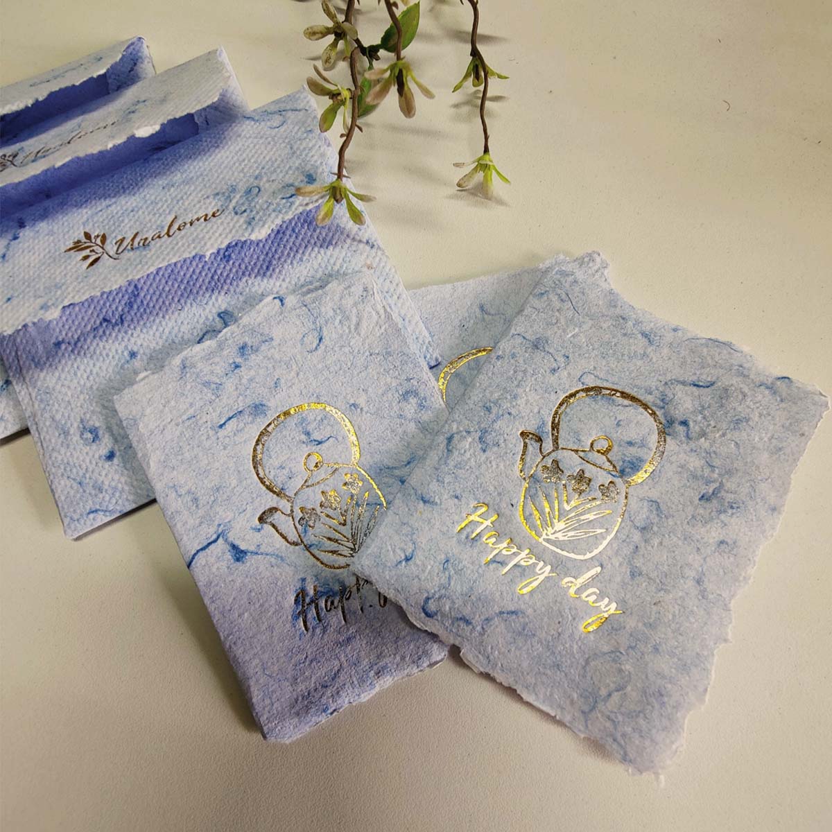 Wish Cards in Blue Denim Textile Recycled Paper – Greeting & Note Cards by UNALOME available on Brown Living™. . SKU: UN - WS - 14. Img 9.