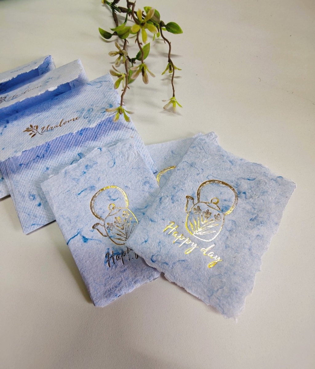 Wish Cards in Blue Denim Textile Recycled Paper – Greeting & Note Cards by UNALOME available on Brown Living™. . SKU: UN - WS - 14. Img 5.